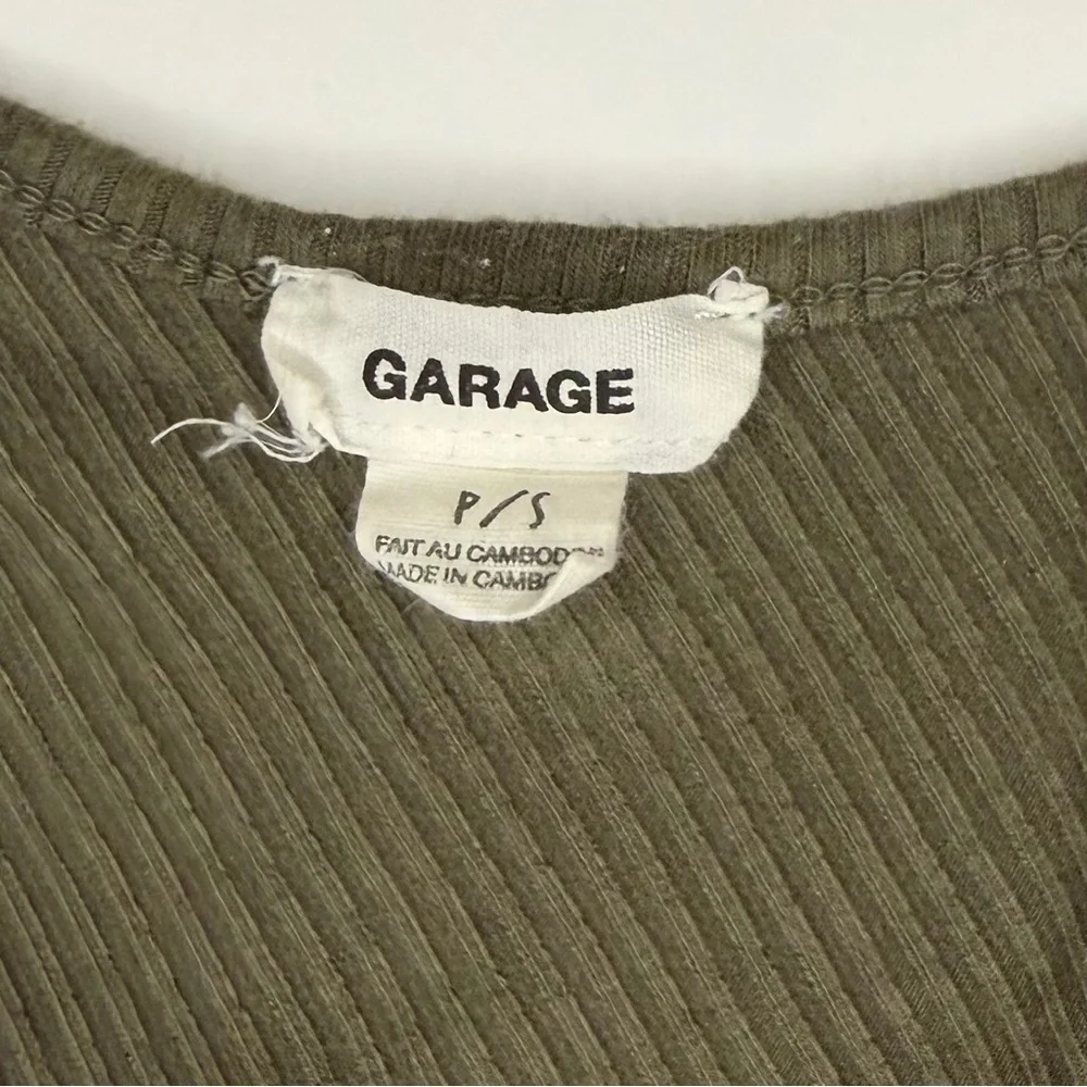 Garage One-Shoulder Ribbed Crop Top | Dark Olive | Small - Picture 2 of 4